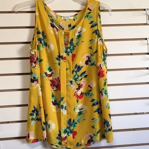 Yellow floral dressy blouse